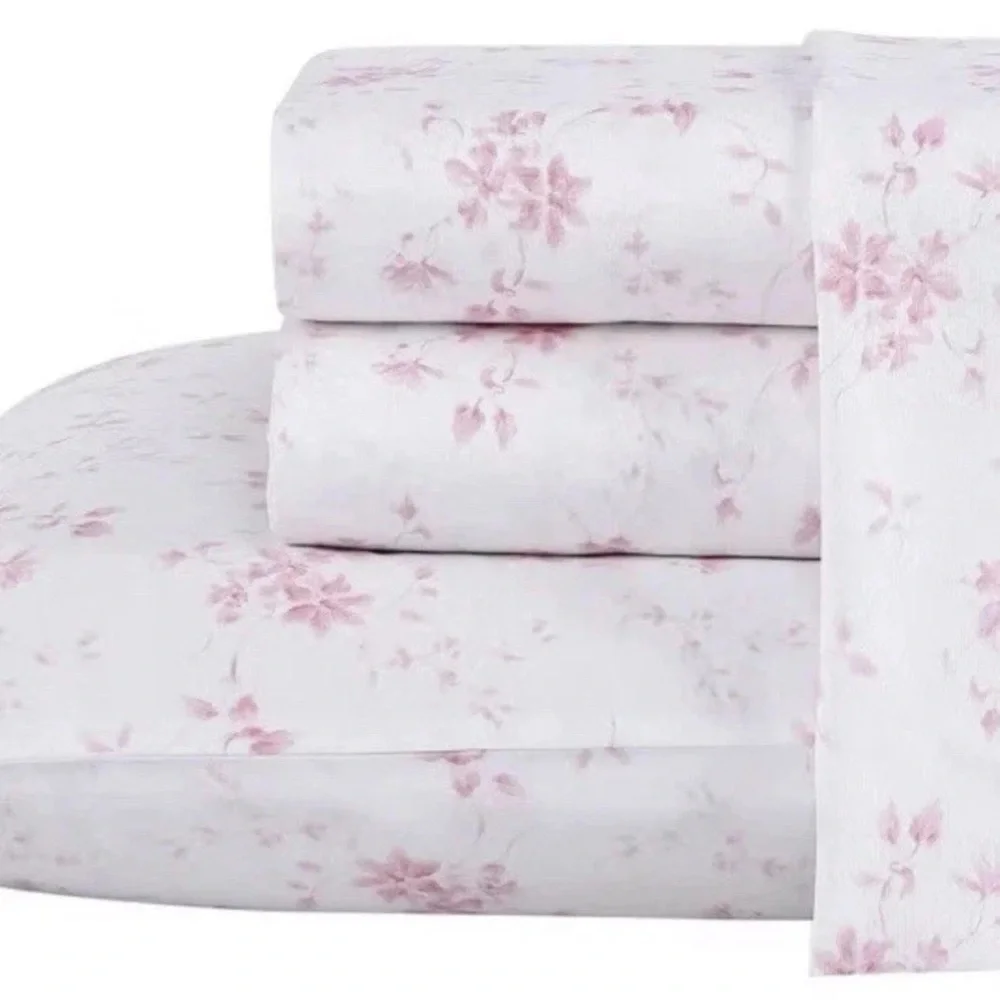 Laura Ashley Garden Muse Queen Sheet Set NWT | Pink Floral 300TC 100% Cotton